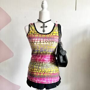Colorful Sequin Tank Top, Y2K, Rave,‎ Festival, Glam, Maximalist, Bimbo, Small
